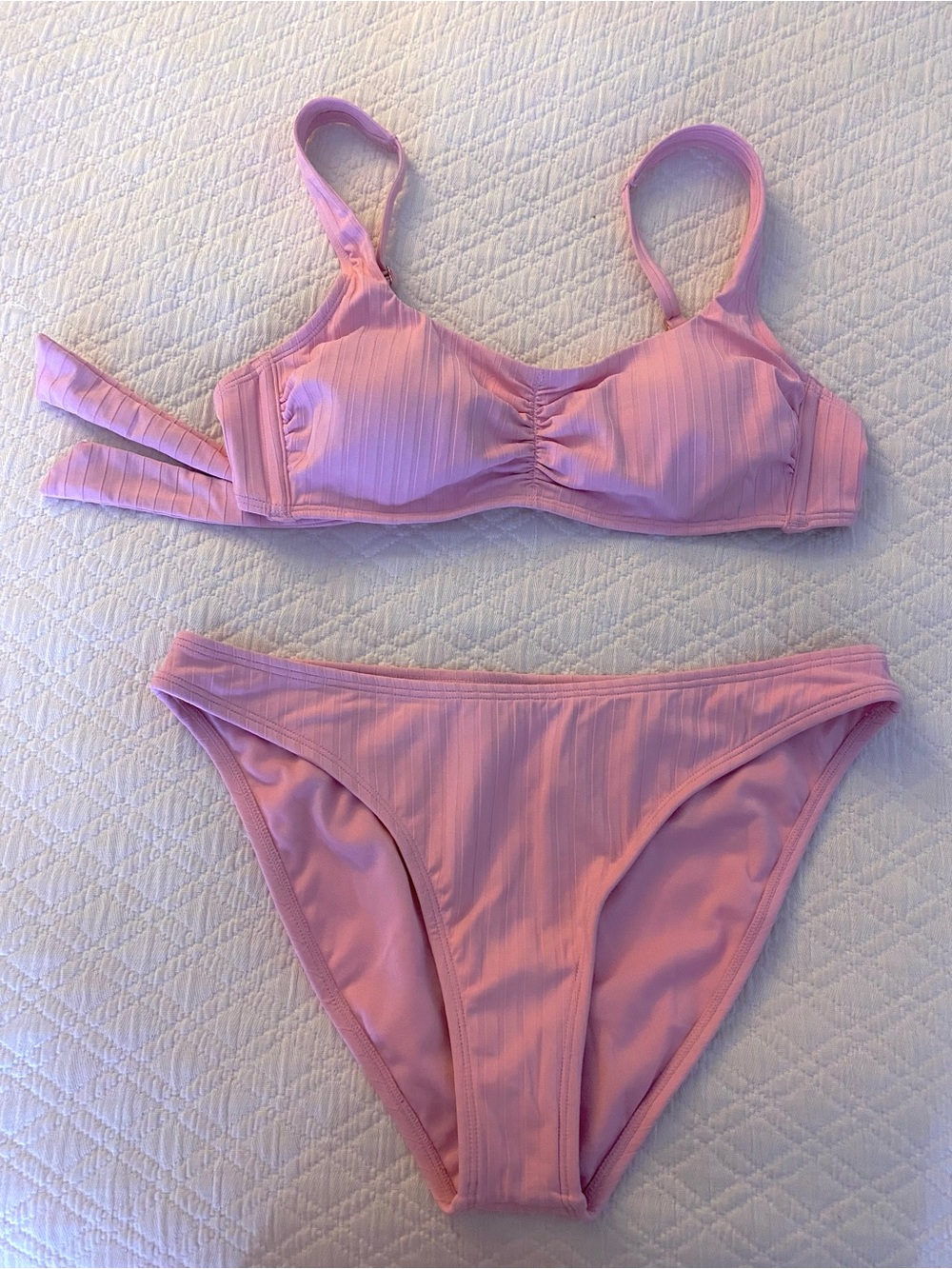 Pink Ribbed Bikini